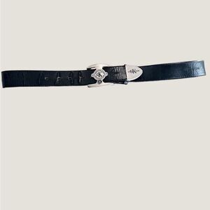 Vintage Calvin Klein Black and Silver Men’s Belt